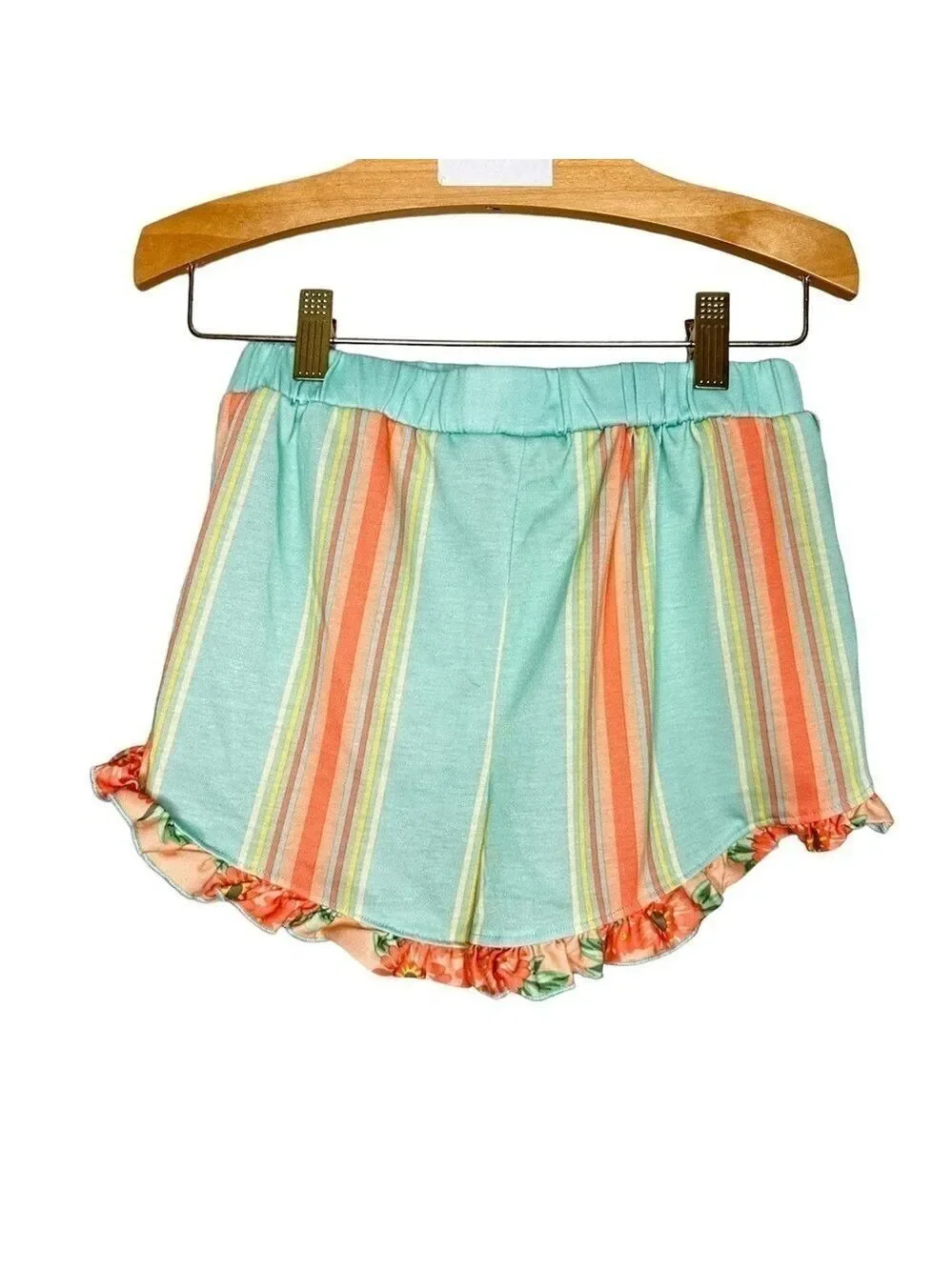 Matilda Jane Girls Striped Floral‎ Ruffle Pajama Shorts Size 8